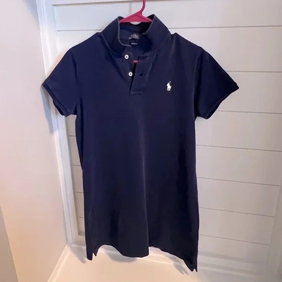 Polo Ralph Lauren cotton mesh polo dress in navy blue - Picture 2 of 6